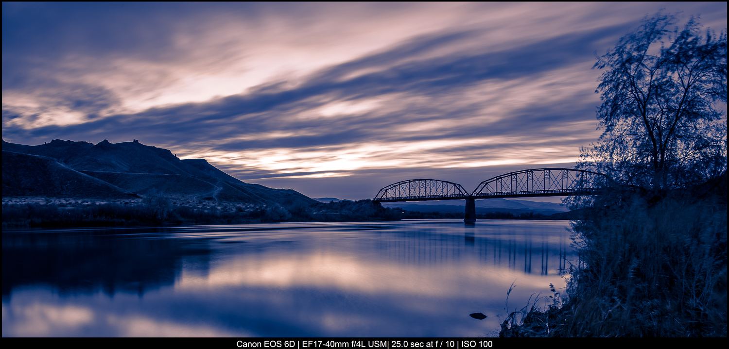 a bridge at blue hour